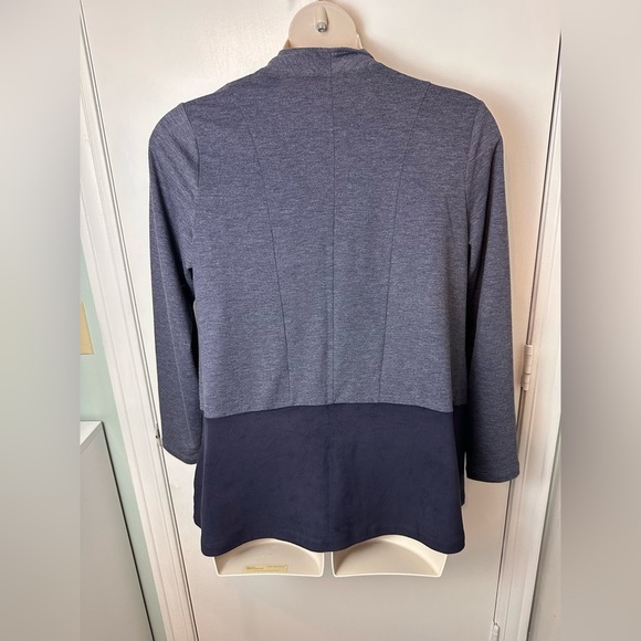 LOGO Navy Open Front Cardigan French Terry Waterfall Size Large lagenlook - Picture 3 of 9